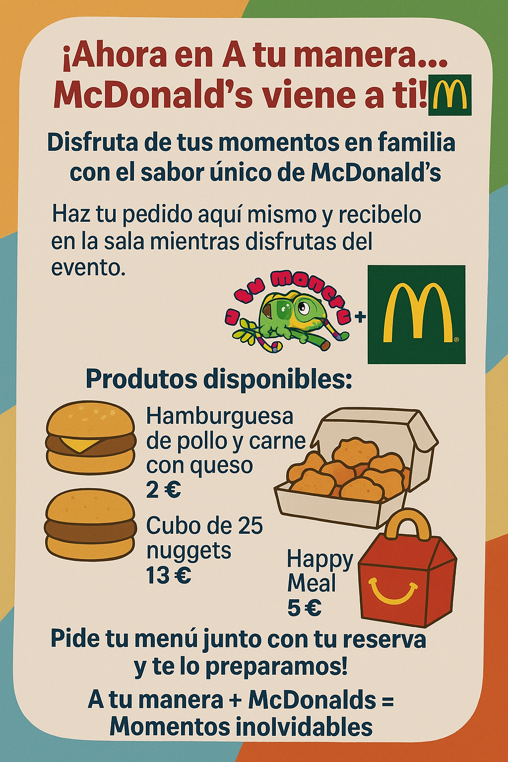 Menú especial McDonald's para eventos